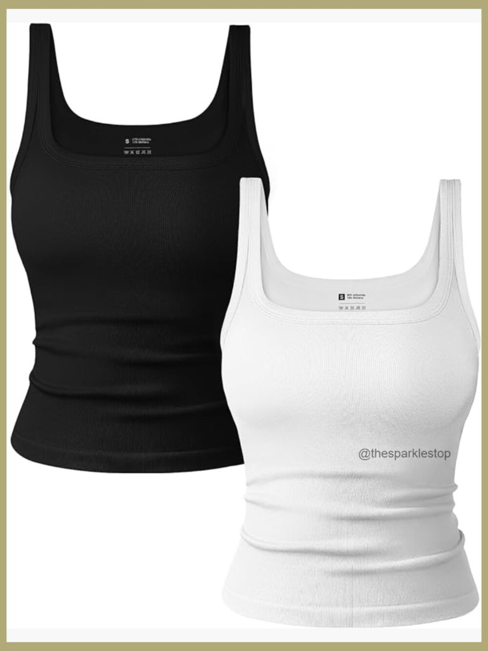 2-pack Seamless Ribbed Square Neck Tank Tops Slim Fit Cami